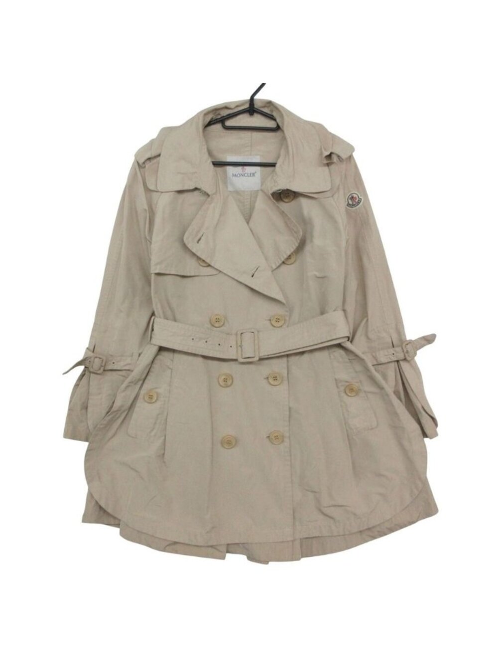 Moncler Trench Coat Spring Jacket Nylon Arm Logo Patch Durenne Beige